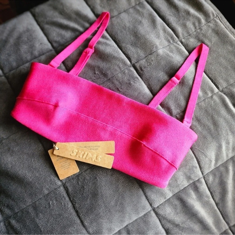 SKIMS (B9) Knit Swim Bandeau Bikini Top in Magenta size 2X NWT